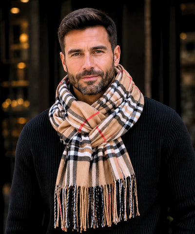 Comprar cachecol masculino de lã elegante com textura encorpada e corte moderno para looks de inverno e meia estação barato ANELLIMN 