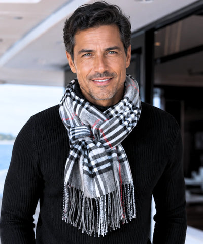 Comprar cachecol masculino de lã elegante com textura encorpada e corte moderno para looks de inverno e meia estação barato ANELLIMN 