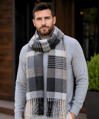 Comprar cachecol masculino de lã elegante com textura encorpada e corte moderno para looks de inverno e meia estação barato ANELLIMN 