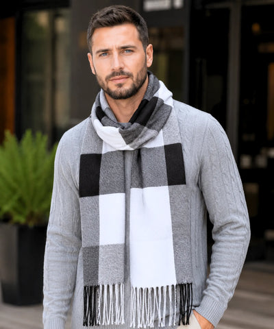 Comprar cachecol masculino de lã elegante com textura encorpada e corte moderno para looks de inverno e meia estação barato ANELLIMN 