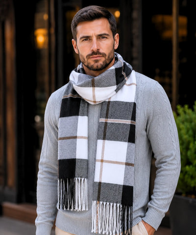 Comprar cachecol masculino de lã elegante com textura encorpada e corte moderno para looks de inverno e meia estação barato ANELLIMN 