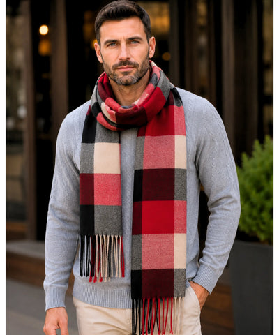 Comprar cachecol masculino de lã elegante com textura encorpada e corte moderno para looks de inverno e meia estação barato ANELLIMN 