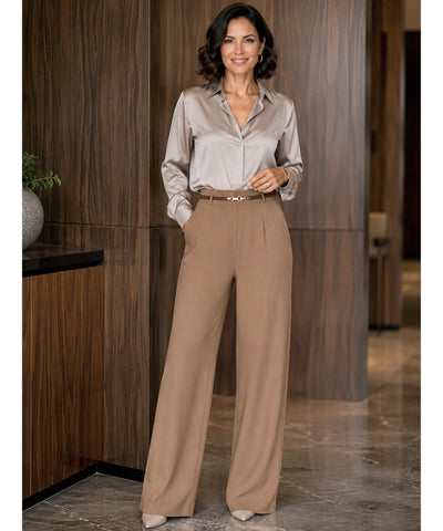 Comprar calça de alfaiataria feminina caqui barata Anellimn