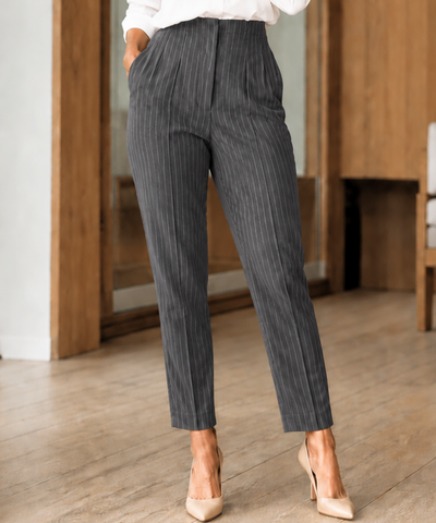 Comprar calça alfaiataria feminina cintura alta com zíper lateral elegante para escritório barato ou em promoção ANELLIMN
