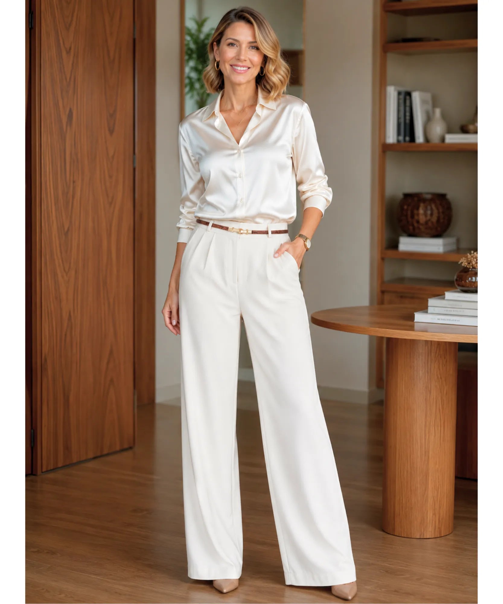 Comprar calça de alfaiataria feminina off white barata Anellimn