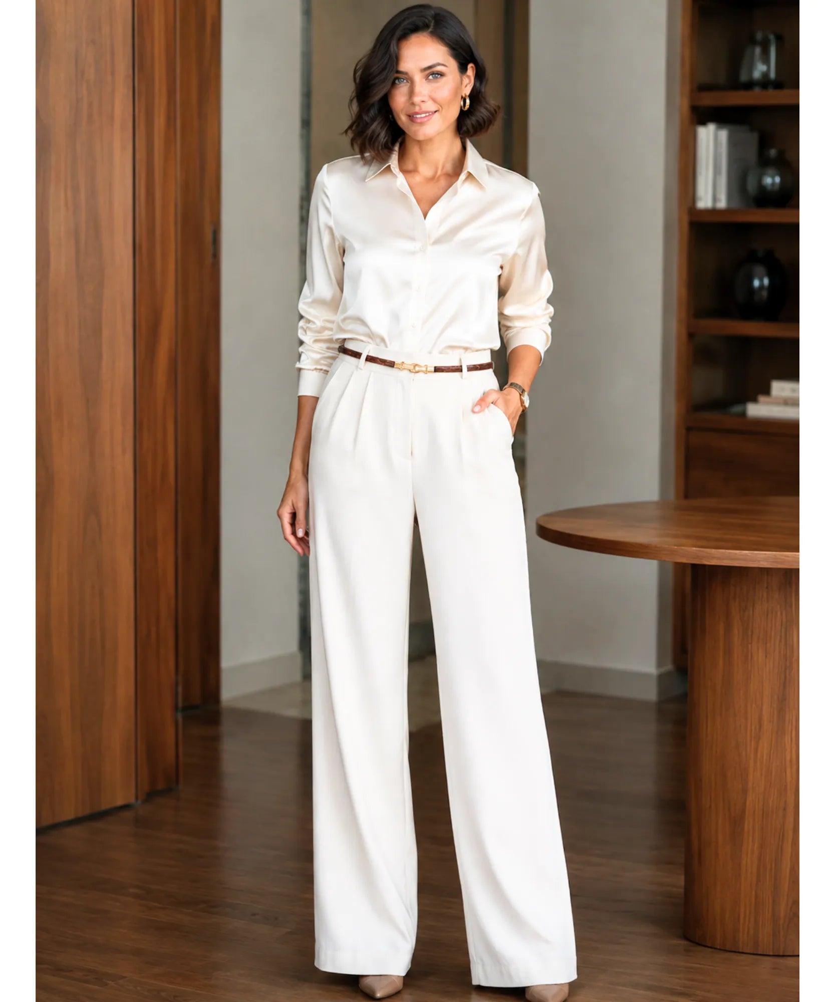 Comprar calça de alfaiataria feminina off white barata Anellimn