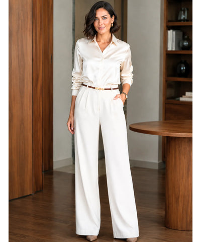Comprar calça de alfaiataria feminina off white barata Anellimn