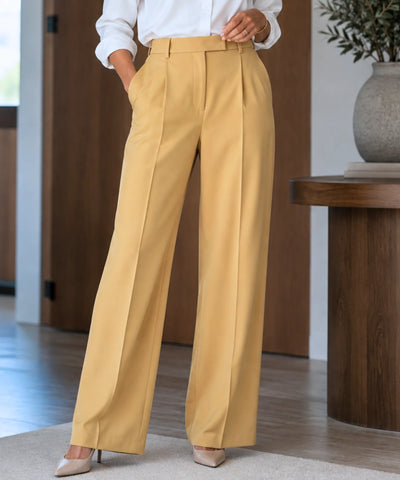 Calça Alfaiataria com Pregas Wide Leg Feminina | Celi