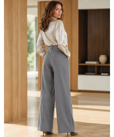 Calça Alfaiataria com Pregas Wide Leg Feminina | Celi