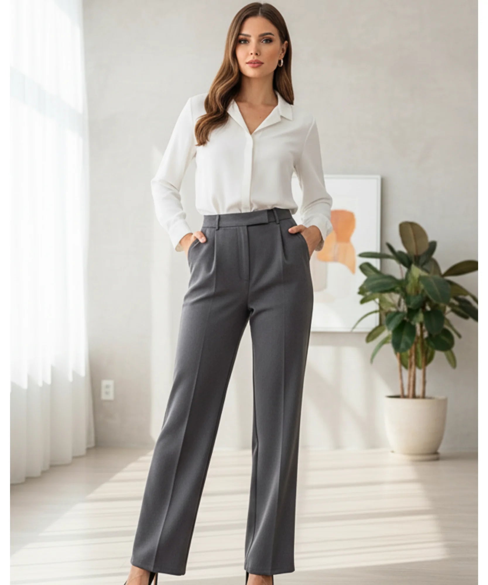 Comprar calça alfaiataria feminina wide leg cintura alta tecido premium trabalho escritório barato ou em promoção ZARA