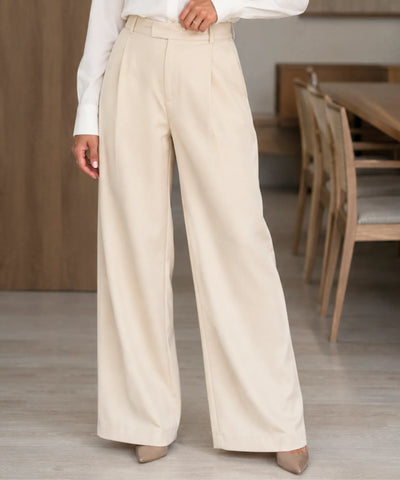 Calça Alfaiataria com Pregas Wide Leg Feminina | Celi