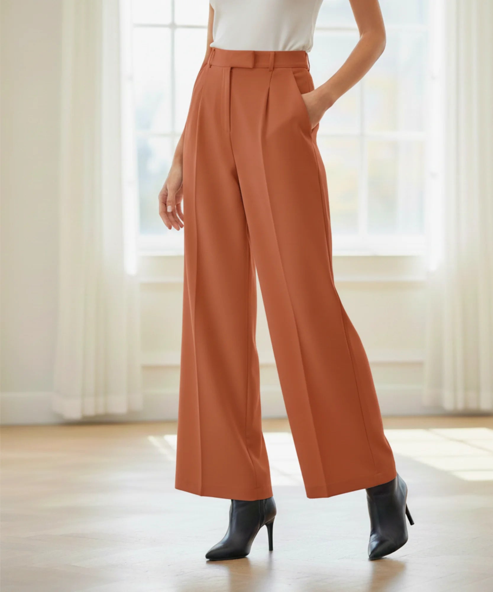 Comprar calça alfaiataria feminina wide leg cintura alta tecido premium trabalho escritório barato ou em promoção ZARA