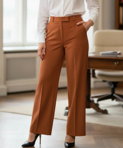 Calça Alfaiataria Feminina Social Cintura Alta Casual Chic | Grena