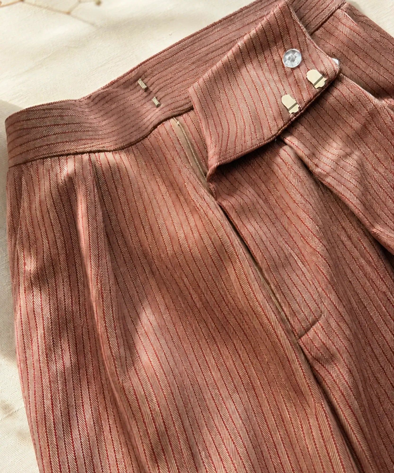 Comprar calça baggy alfaiataria feminina barrel cintura alta risca de giz para trabalho e festas barato em promoção ANELLIMN 