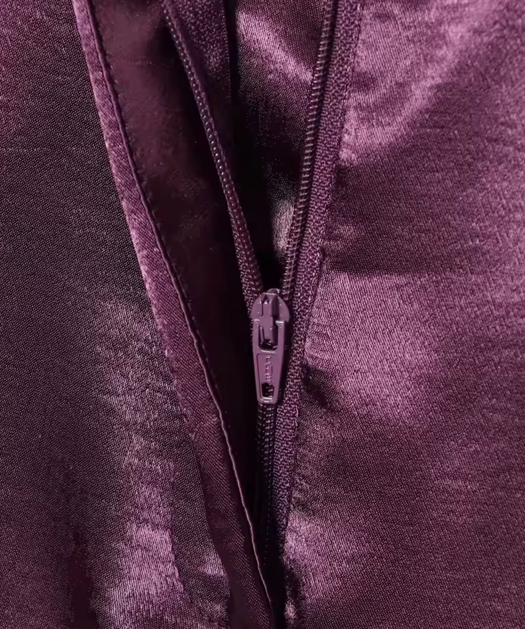 Comprar calça de cetim feminina pantalona roxo zíper lateral em promoção Anellimn