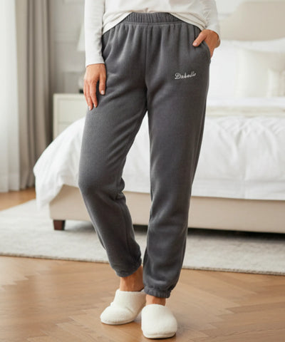 Comprar calça de pijama feminino fleece inverno jogger macio quentinho cintura elástica térmica barato ANELLIMN