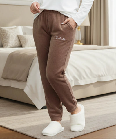 Comprar calça de pijama feminino fleece inverno jogger macio quentinho cintura elástica térmica barato ANELLIMN