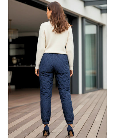 Comprar calça feminina matelassê acolchoada jogger streetwear casual cintura alta bolsos inverno em promoção ZARA
