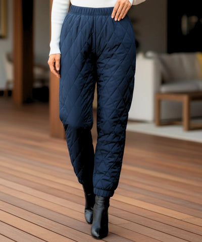 Comprar calça feminina matelassê acolchoada jogger streetwear casual cintura alta bolsos inverno em promoção ZARA
