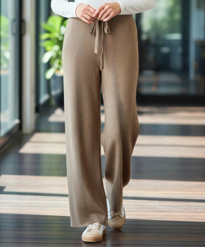 Comprar calça feminina tricot malha macia confortável cintura alta elástica casual barata ou em promoção ZARA
