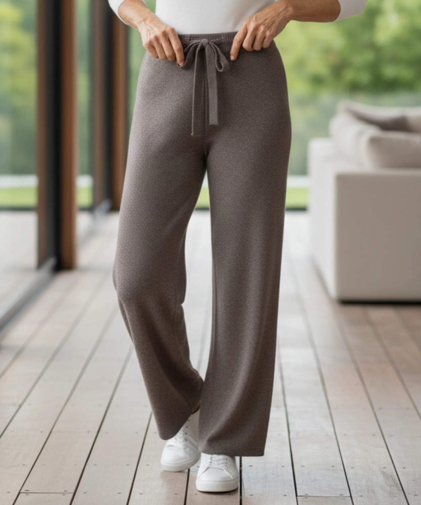 Comprar calça feminina tricot malha macia confortável cintura alta elástica casual barata ou em promoção ZARA
