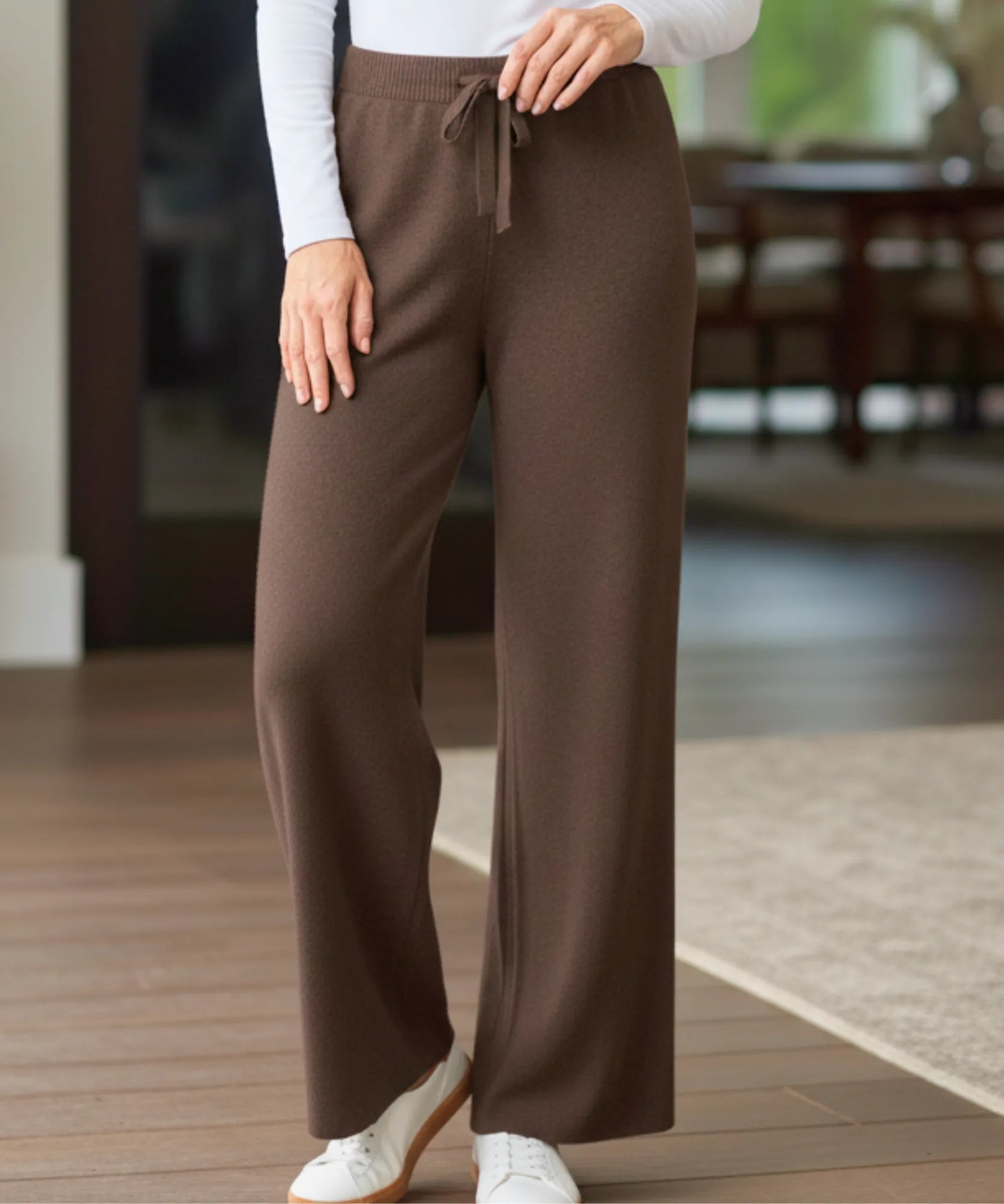 Comprar calça feminina tricot malha macia confortável cintura alta elástica casual barata ou em promoção ZARA