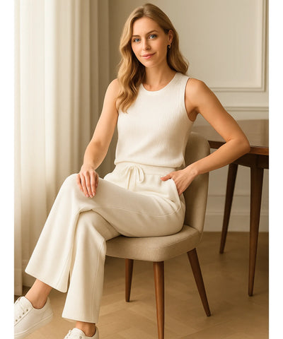 Calça Feminina Tricot Malha Confortável Elástica | Celin