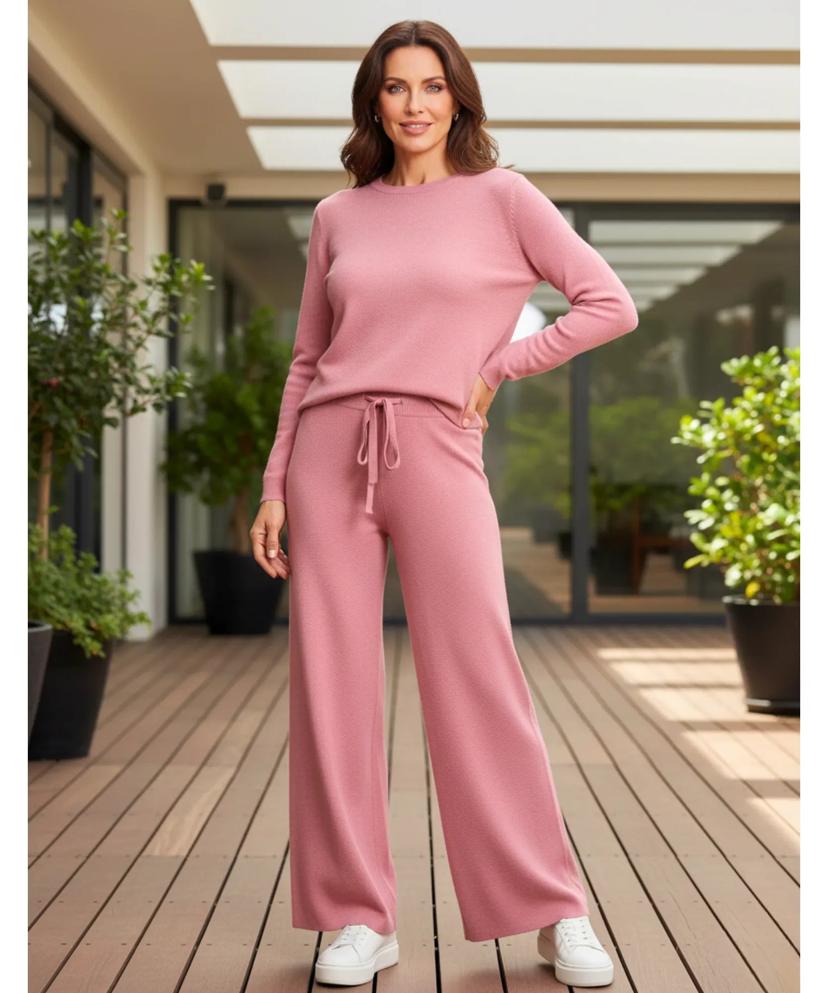 Comprar calça feminina tricot malha macia confortável cintura alta elástica casual barata ou em promoção ZARA