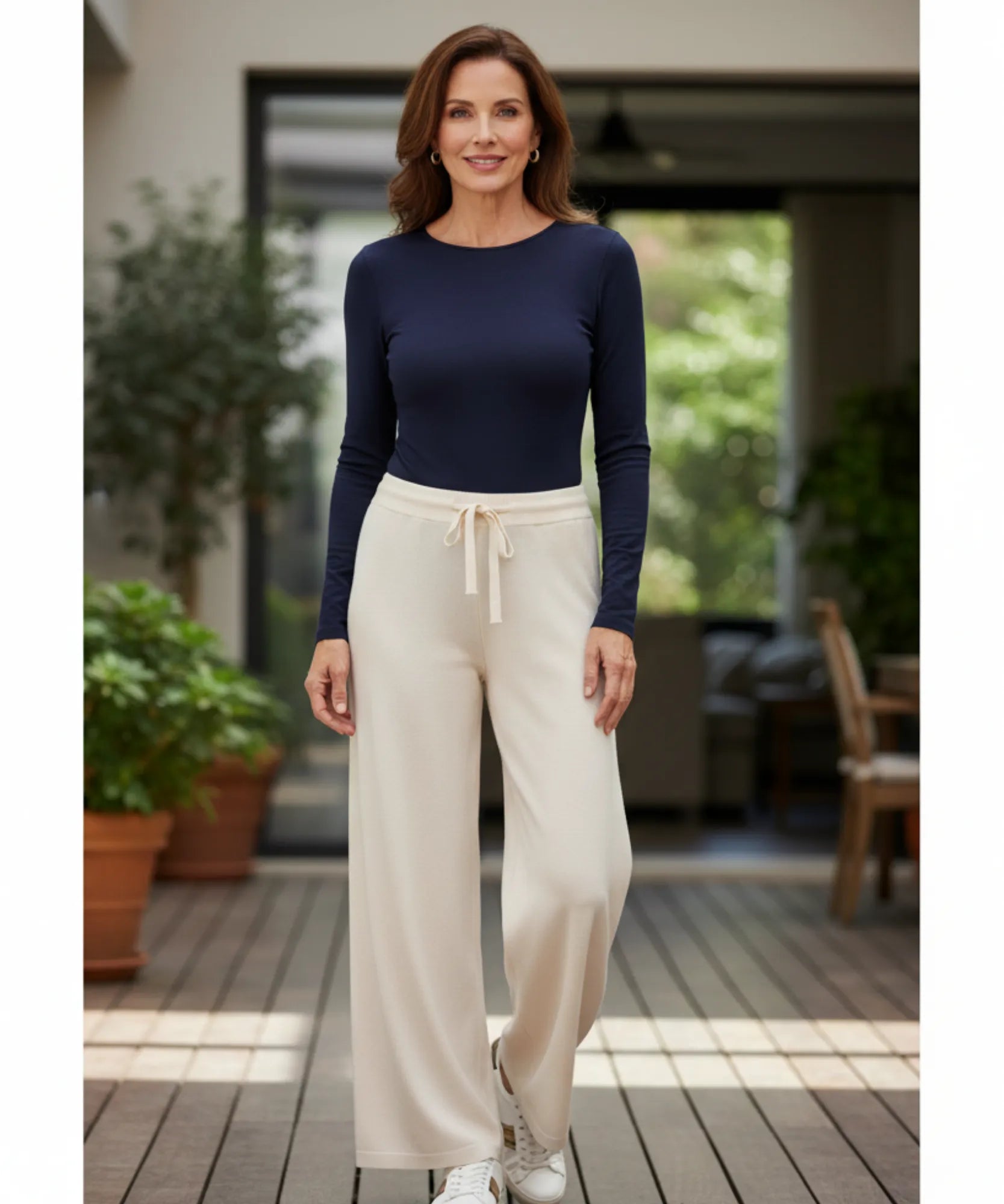 Comprar calça feminina tricot malha macia confortável cintura alta elástica casual barata ou em promoção ZARA