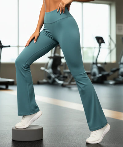 Comprar Calça Flare Feminina Cintura Alta Academia Yoga Pilates modelagem ajustada elástica confortável fitness bootcut alongada barato ANELLIMN