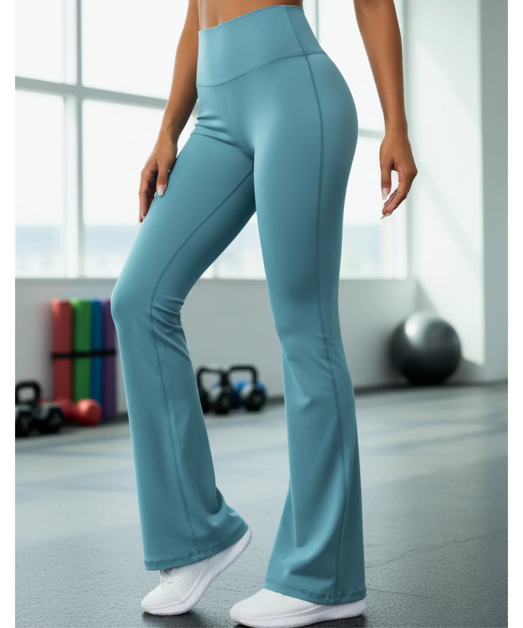 Comprar Calça Flare Feminina Cintura Alta Academia Yoga Pilates modelagem ajustada elástica confortável fitness bootcut alongada barato ANELLIMN