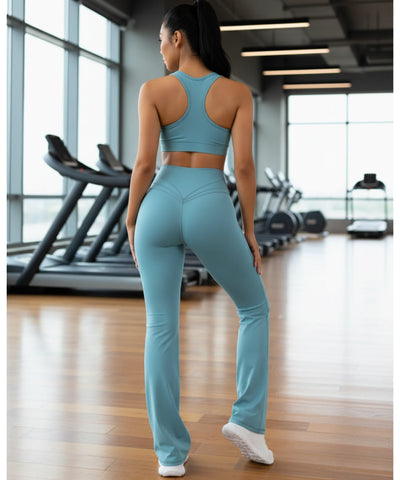 Comprar Calça Flare Feminina Cintura Alta Academia Yoga Pilates modelagem ajustada elástica confortável fitness bootcut alongada barato ANELLIMN