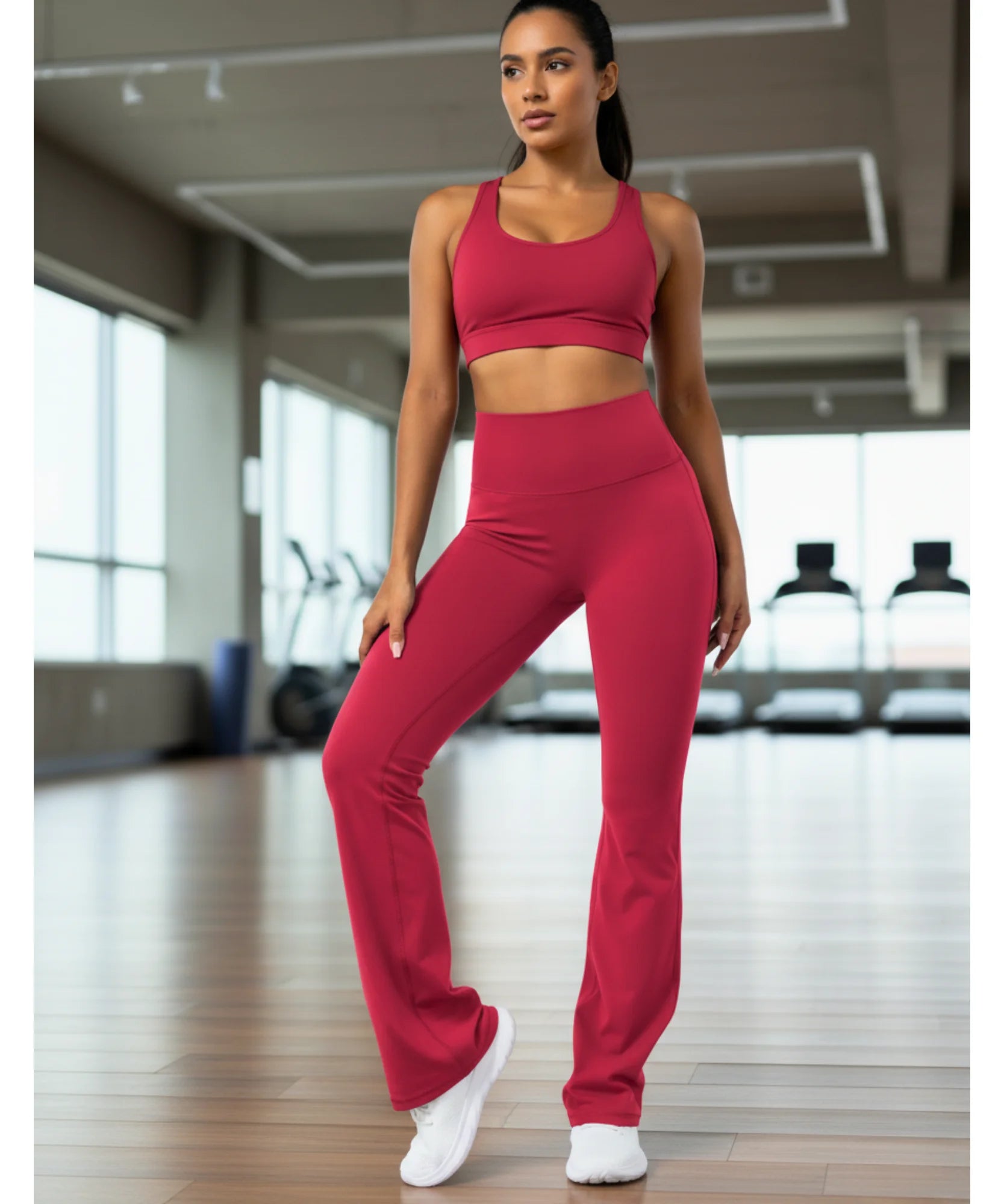 Comprar Calça Flare Feminina Cintura Alta Academia Yoga Pilates modelagem ajustada elástica confortável fitness bootcut alongada barato ANELLIMN