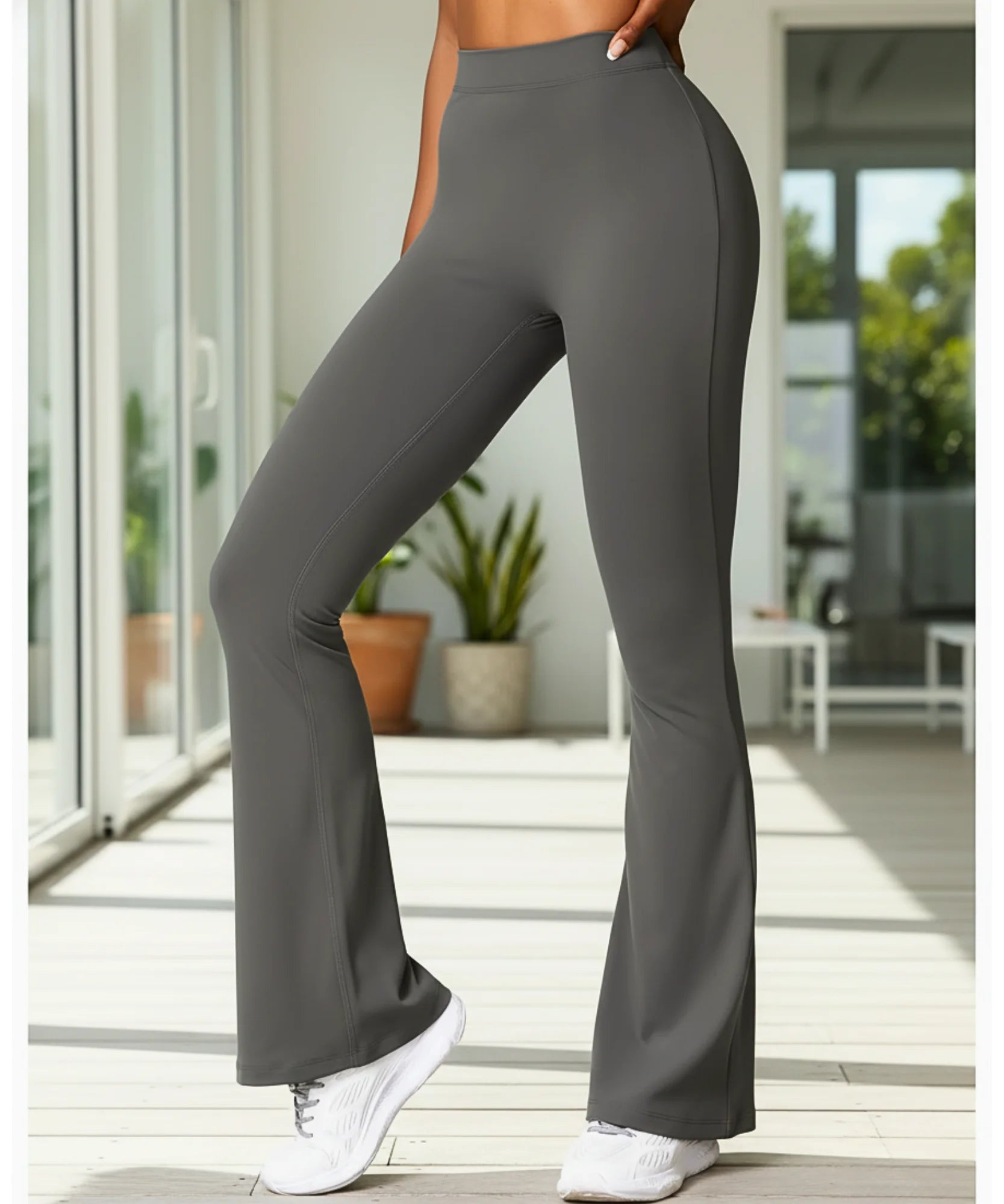 Calça Flare Feminina Cintura Alta Boca de Sino Elástica Yoga