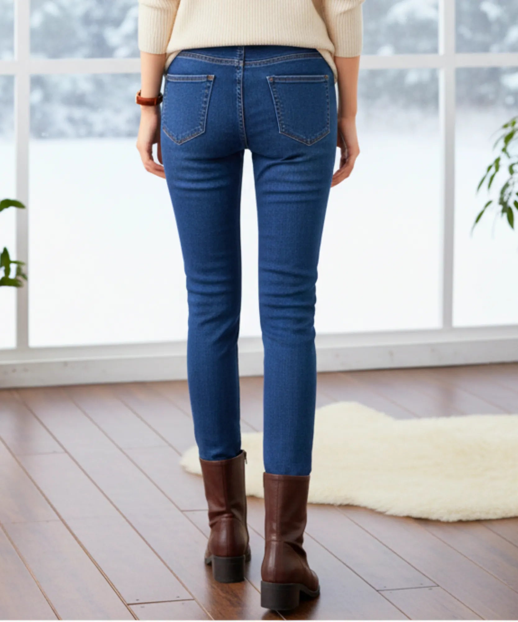 Comprar calça jeans feminina térmica peluciada forrada fleece inverno skinny cintura média barato ZARA