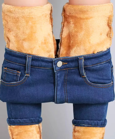 Comprar calça jeans feminina térmica peluciada forrada fleece inverno skinny cintura média barato ZARA
