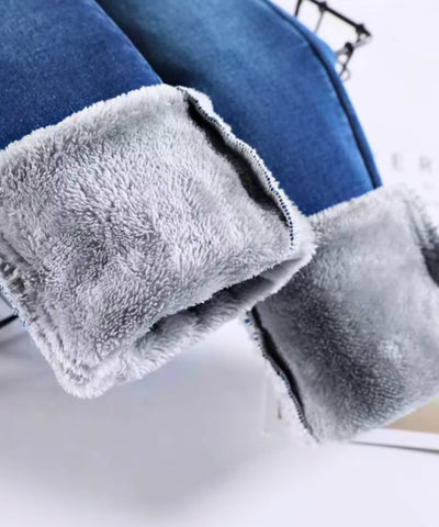 Comprar calça jeans feminina térmica peluciada forrada fleece inverno skinny cintura média barato ZARA