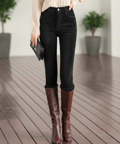 Comprar calça jeans feminina térmica peluciada forrada fleece inverno skinny cintura média barato ZARA