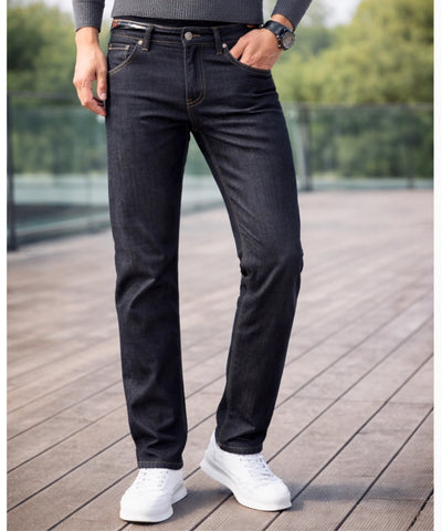  Comprar calça jeans masculina reta forro pelúcia térmica sherpa inverno em promoção ANELLIMN 