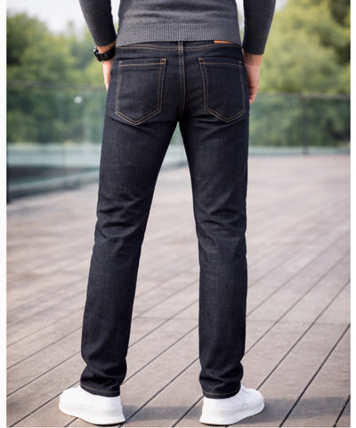  Comprar calça jeans masculina reta forro pelúcia térmica sherpa inverno em promoção ANELLIMN 