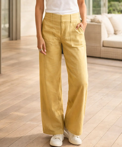 Comprar calça jeans wide leg feminina cós elástico sem botão bolso frontal em promoção ZARA