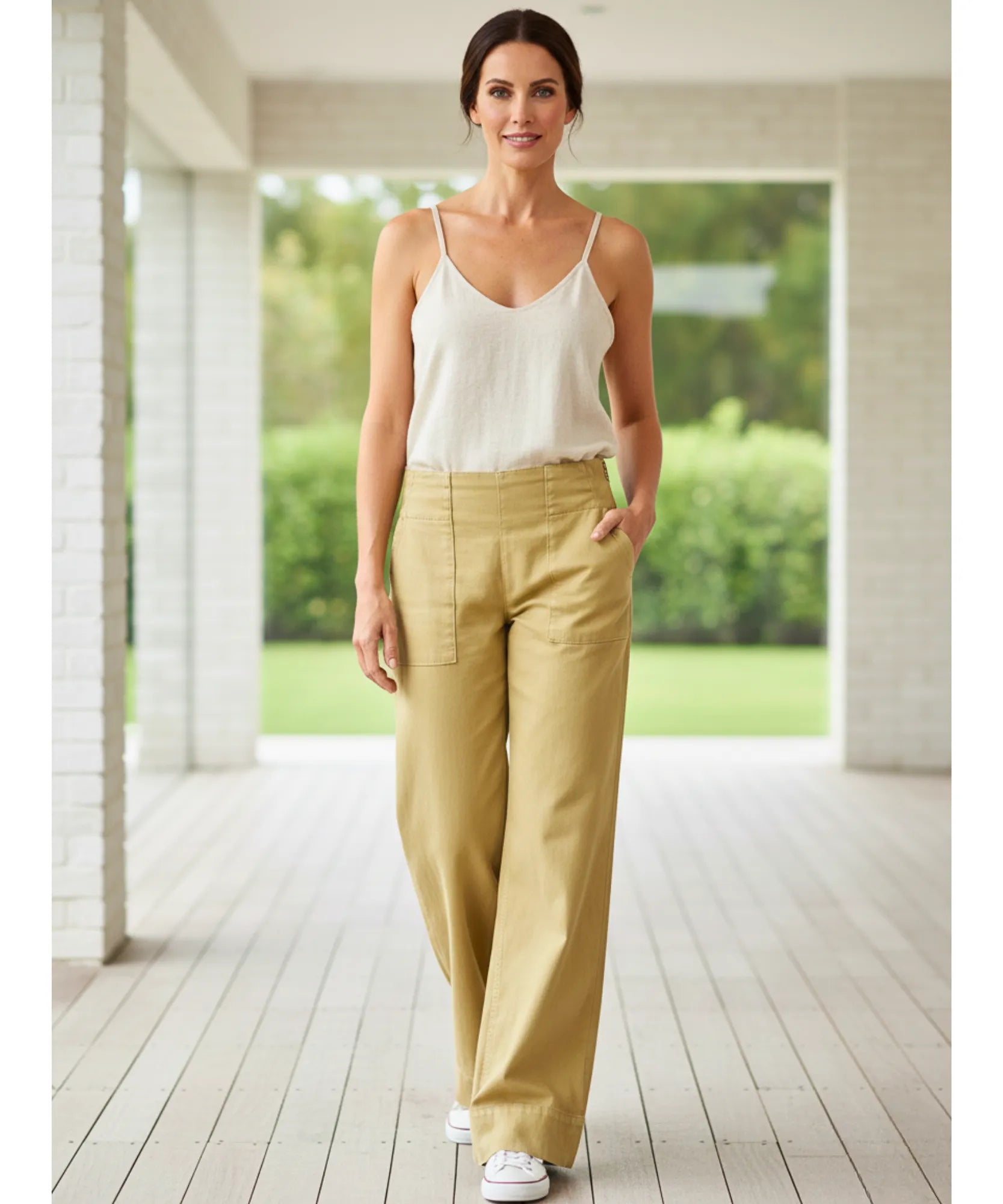 Comprar calça jeans wide leg feminina cós elástico sem botão bolso frontal em promoção ZARA