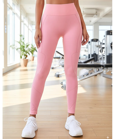 Comprar calça legging academia feminina cintura alta fitness suplex modeladora preta rosa promoção ANELLIMN