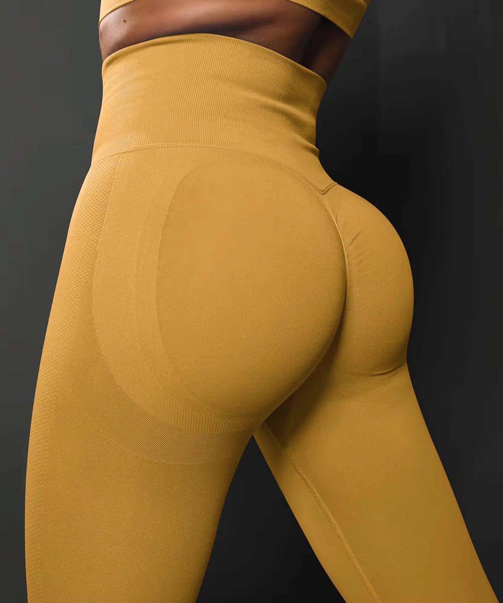 Comprar calça legging canelada cintura alta com enrugado no bumbum fitness barato em promoção ANELLIMN