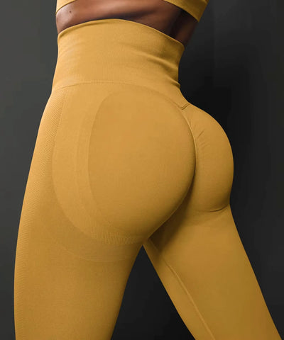 Comprar calça legging canelada cintura alta com enrugado no bumbum fitness barato em promoção ANELLIMN