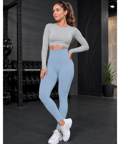 Comprar calça legging canelada cintura alta com enrugado no bumbum fitness barato em promoção ANELLIMN