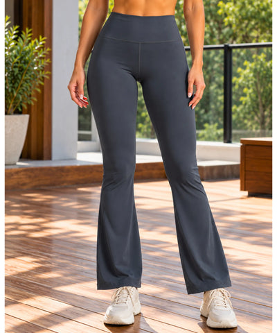 Calça legging flare grafite de cintura alta vista de frente