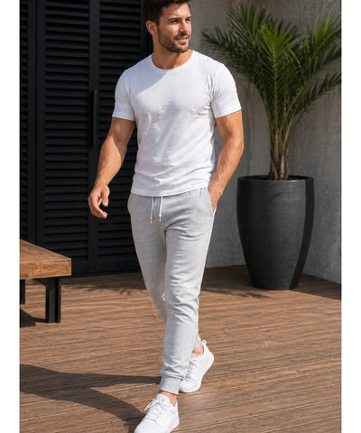Comprar calça moletom masculina jogger slim com punho canelado e bolsos laterais para academia e treino barata ANELLIMN