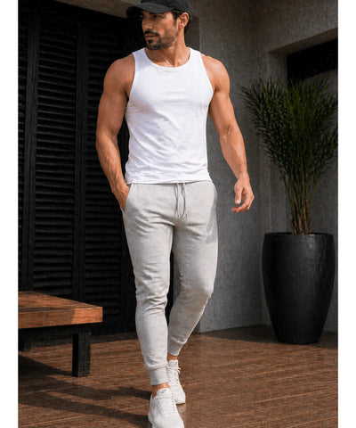 Comprar calça moletom masculina jogger slim com punho canelado e bolsos laterais para academia e treino barata ANELLIMN