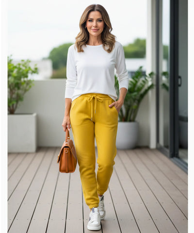 Comprar calça moletom feminina forrada fleece jogger peluciada inverno cintura alta cordão térmica barato ou em promoção  ZARA